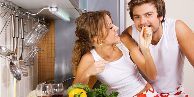 young couple in the kitchen